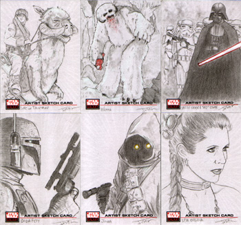 Justin Chung Star Wars Galaxy 4 Sketch Cards